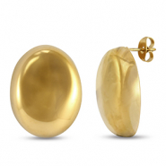 Boucles d'oreilles / puces d’oreilles en acier Inox ovale Doré