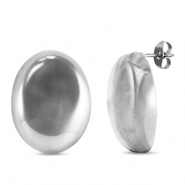 Boucles d'oreilles / puces d’oreilles en acier Inox ovale Argenté