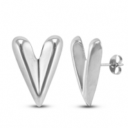 Boucles d'oreilles / puces d’oreilles en acier Inox coeur Argenté