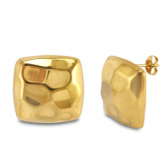 Boucles d'oreilles / puces d’oreilles en acier Inox carré Doré