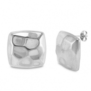 Boucles d'oreilles / puces d’oreilles en acier Inox carré Argenté