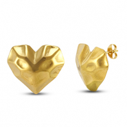 Boucles d'oreilles / puces d’oreilles en acier Inox coeur Doré