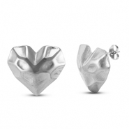 Boucles d'oreilles / puces d’oreilles en acier Inox coeur Argenté