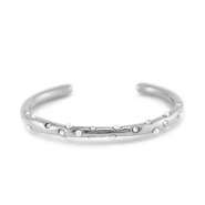 Bracelets en acier Inox jonc avec imitations perles Argenté