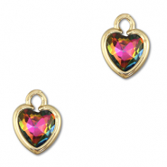 Pendentifs en verre Crystal glass coeur AB Coating-doré