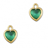 Pendentifs en verre Crystal glass coeur Vert émeraude-doré