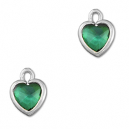Pendentifs en verre Crystal glass coeur Vert émeraude-argenté