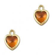 Pendentifs en verre Crystal glass coeur Orange marron-doré