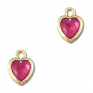 Pendentifs en verre Crystal glass coeur Rose foncé-doré