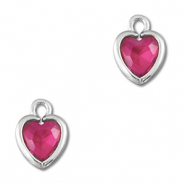 Pendentifs en verre Crystal glass coeur Rose foncé-argenté