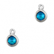 Pendentifs en verre Crystal glass rond Bleu-argenté