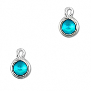 Pendentifs en verre Crystal glass rond Azul aquamarina-argenté