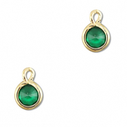 Pendentifs en verre Crystal glass rond Vert émeraude-doré