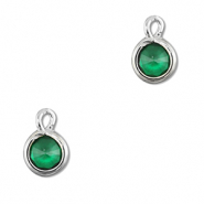 Pendentifs en verre Crystal glass rond Vert émeraude-argenté