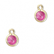 Pendentifs en verre Crystal glass rond Rose foncé-doré