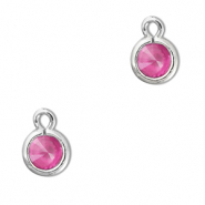 Pendentifs en verre Crystal glass rond Rose foncé-argenté
