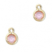 Pendentifs en verre Crystal glass rond Rose clair-doré