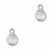 Pendentifs en verre Crystal glass rond Transparent-argenté