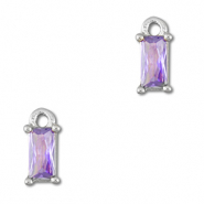 Pendentifs en verre Crystal glass rectangle Lilas clair-argenté