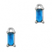 Pendentifs en verre Crystal glass rectangle Bleu-argenté