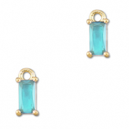 Pendentifs en verre Crystal glass rectangle Azul aquamarina-doré