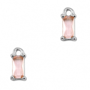 Pendentifs en verre Crystal glass rectangle Rose clair-argenté