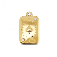 BY31&reg; Breloques en acier Inox carte de pique Dor&eacute;