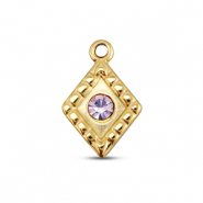 BY31&reg; Breloques en acier Inox losange Dor&eacute;-lilas clair