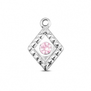 BY31&reg; Breloques en acier Inox losange Argent&eacute;-rose doux opale