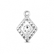 BY31&reg; Breloques en acier Inox losange Argent&eacute;-cristal