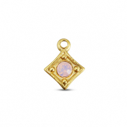 BY31&reg; Breloques en acier Inox losange Dor&eacute;-rose doux opale