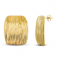 Boucles d'oreilles / puces d’oreilles en acier Inox rectangle Doré