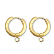 Boucles d'oreilles en acier inox créoles avec anneau 15mm Doré