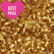 Perles de rocailles 6/0 (4mm) Dor&eacute; jaune clair doublure argent&eacute;