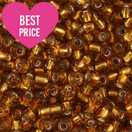 Perles de rocailles 6/0 (4mm) Marron cuivr&eacute; doublure argent&eacute;