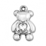 Pendentifs accroche-regard ourson avec cœur Argenté