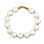 Pendentifs accroche-regard collier de perles Blanc-doré