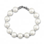Pendentifs accroche-regard collier de perles Blanc-argenté