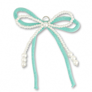 Pendentifs accroche-regard double nœud Blanc-vert menthe