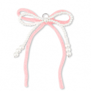 Pendentifs accroche-regard double nœud Blanc-rose