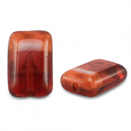 Perles tchèques TCB rectangle 12x8mm Transparent rouge-rose vintage