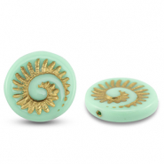 Perles tch&egrave;ques fossil shell 18mm Vert menthe-dor&eacute;