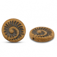 Perles tchèques fossil shell 18mm Marron camel-anthracite