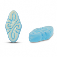 Perles tchèques arabesque 19x9mm Bleu clair-maté