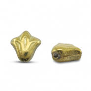Perles tchèques lily flower 9x8mm Doré
