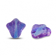 Perles tchèques lily flower 9x8mm Transparent bleu-violet