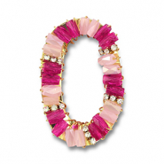 Boucles pendentifs facettées ovale Rose clair-fuchsia rose transparent-doré
