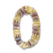 Boucles pendentifs facettées ovale Lilas-transparent-doré
