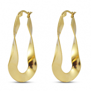 Boucles d'oreilles / puces en acier Inox ovale torsadé Doré