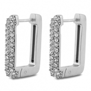 Boucles d'oreilles / créoles en acier Inox rectangle Argenté